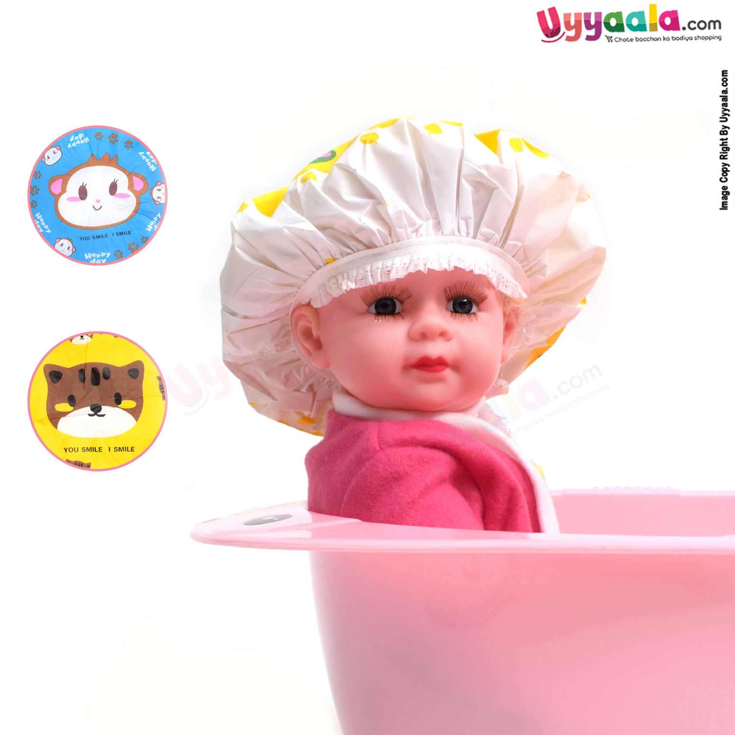 ANYA Fashion & Cute Shower Caps for Babies with Monkey & Cat Print