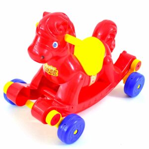 Derby Horse Ride On Cum Rocker for Kids - Red, Yellow