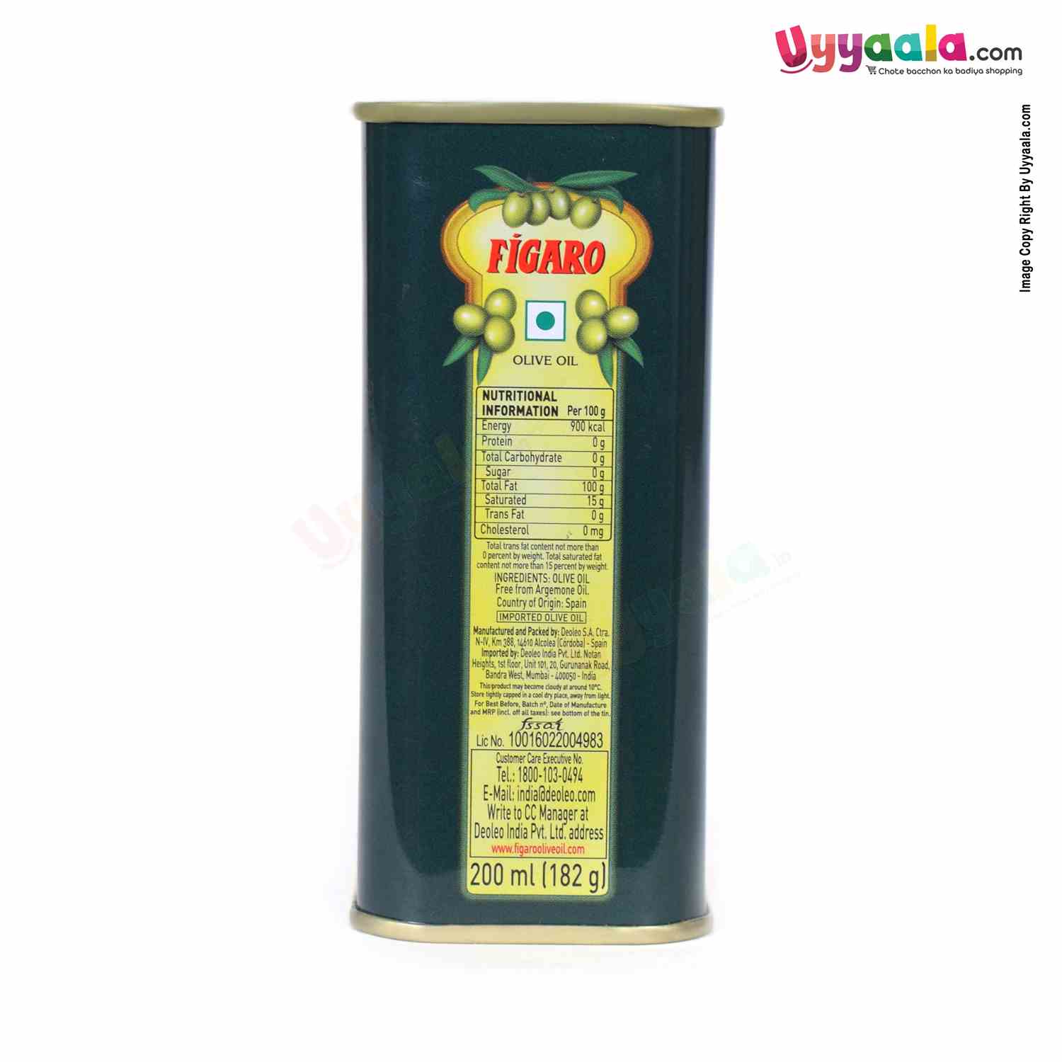 Buy Figaro Cold pressed Pure Olive Oil | जैतून का तेल | (Tin Pack) Online in India at uyyaala.com