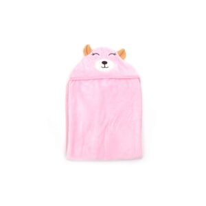 Hooded Coral Fur Blanket Bear Character 0-24m, Pink