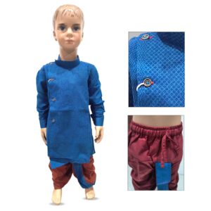 Readymade Cotton Kurta with Nehru Collar and Dhoti - Multicolor