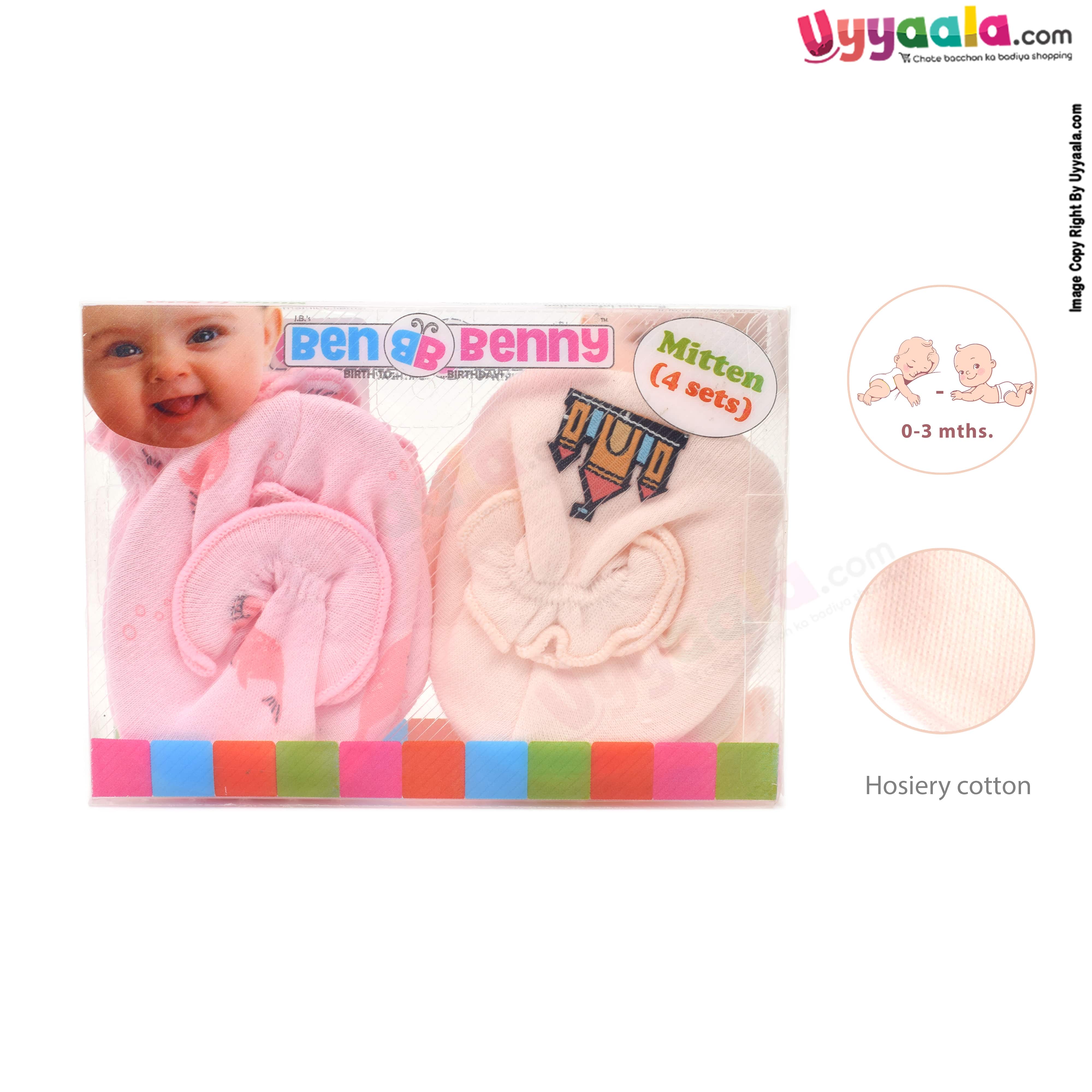 Buy Mittens & Booties Set for New Born Baby - 0 to 3months Age,  Pink & Cream Online at uyyaala.com