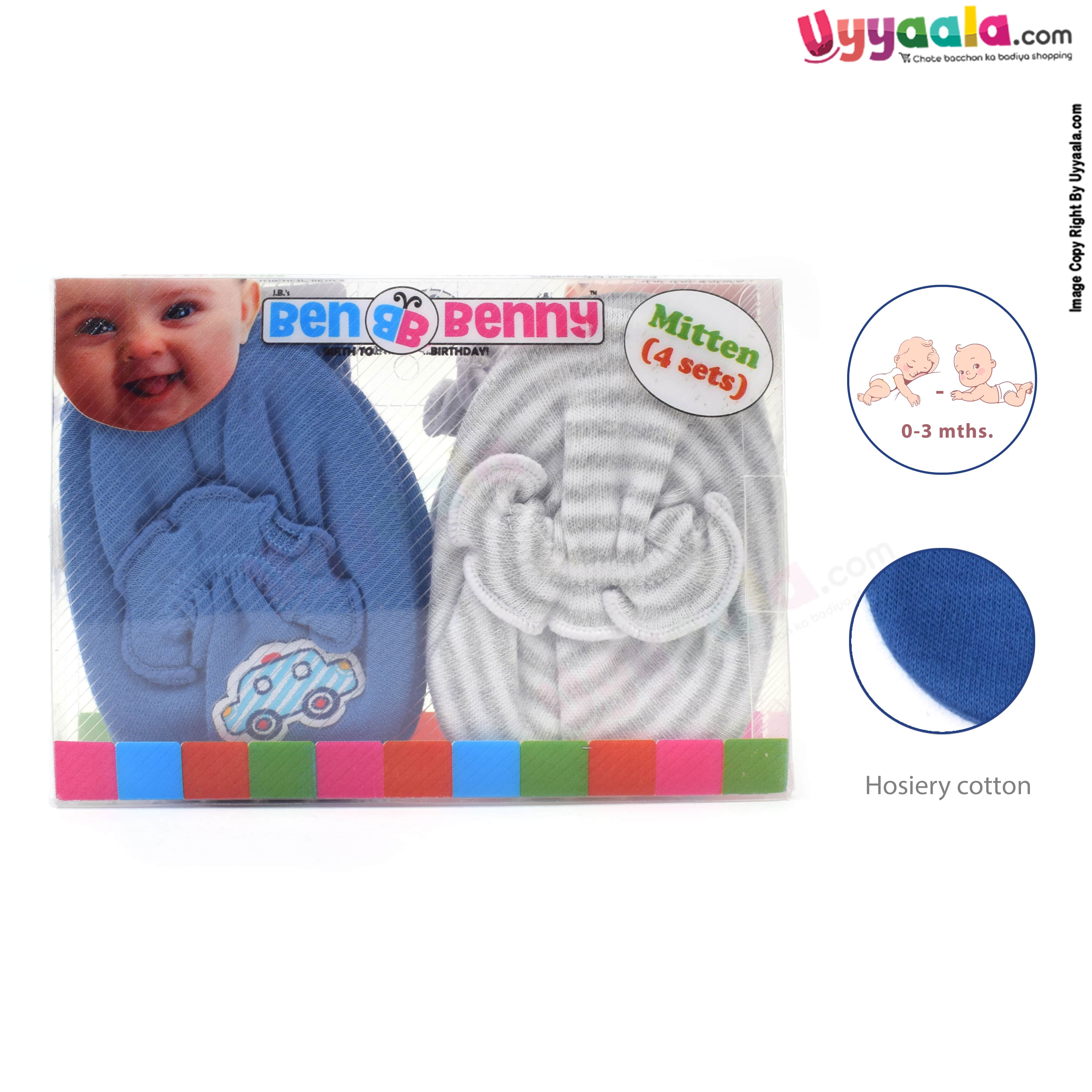 Buy Mittens & Booties Set for New Born Baby - Navy Blue & White (Pack of 4) Online in India at uyyaala.com