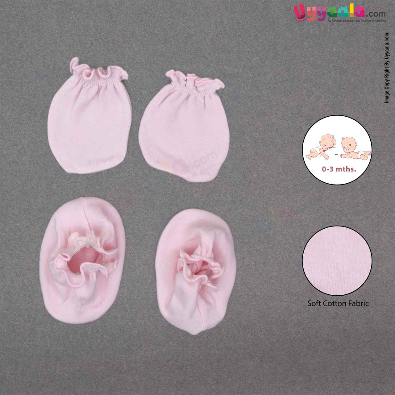 Buy Mittens & Booties Set for New Born Baby - Light Pink Online in India at uyyaala.com