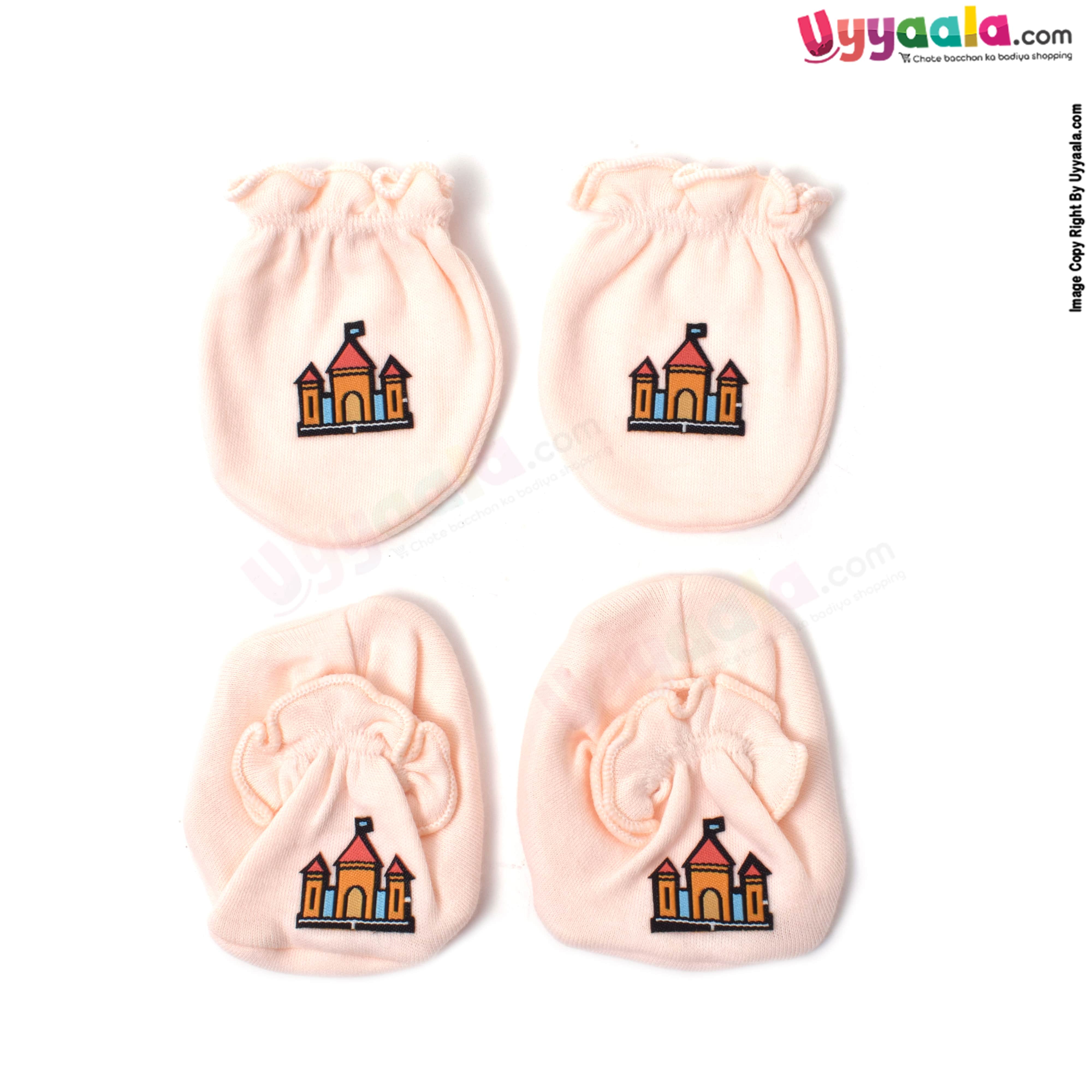 Buy Mittens & Booties Set for New Born Baby - 0 to 3months Age,  Pink & Cream Online at uyyaala.com