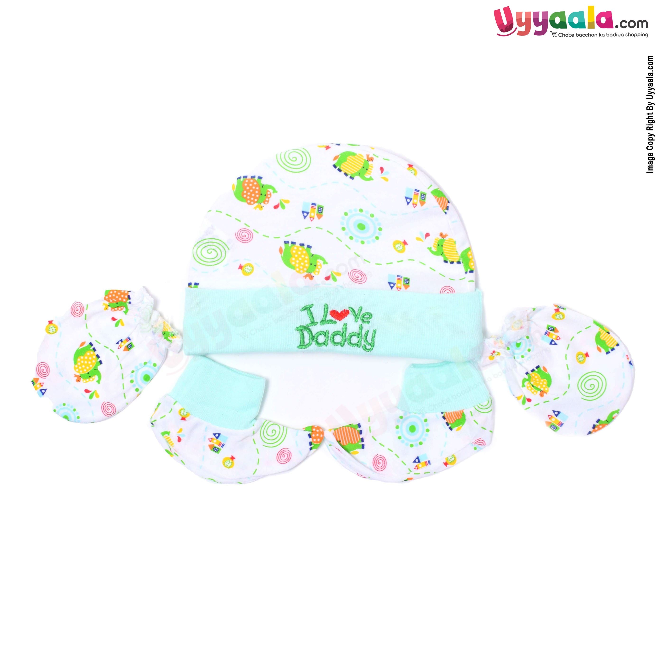MONTALY Cap Set Elephant Print 0-3m Age