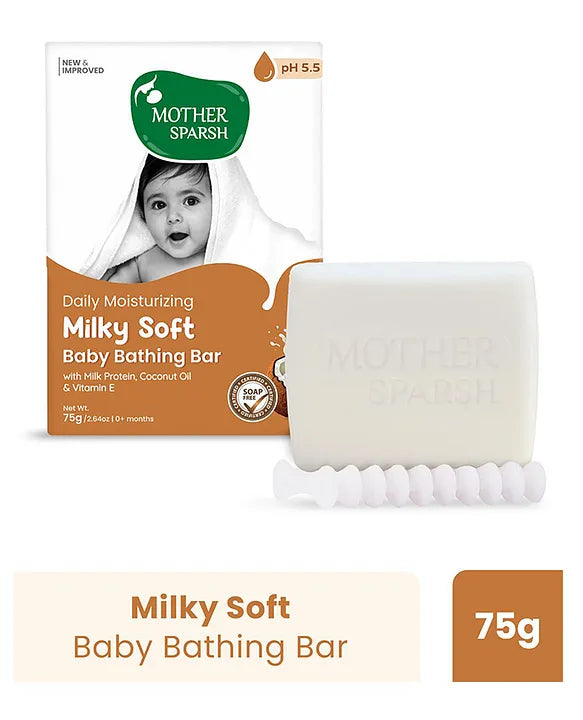 Buy Mother Sparsh Baby Bathing Bar in Milky Soft Cream - 75grams Online in India at uyyaala.com