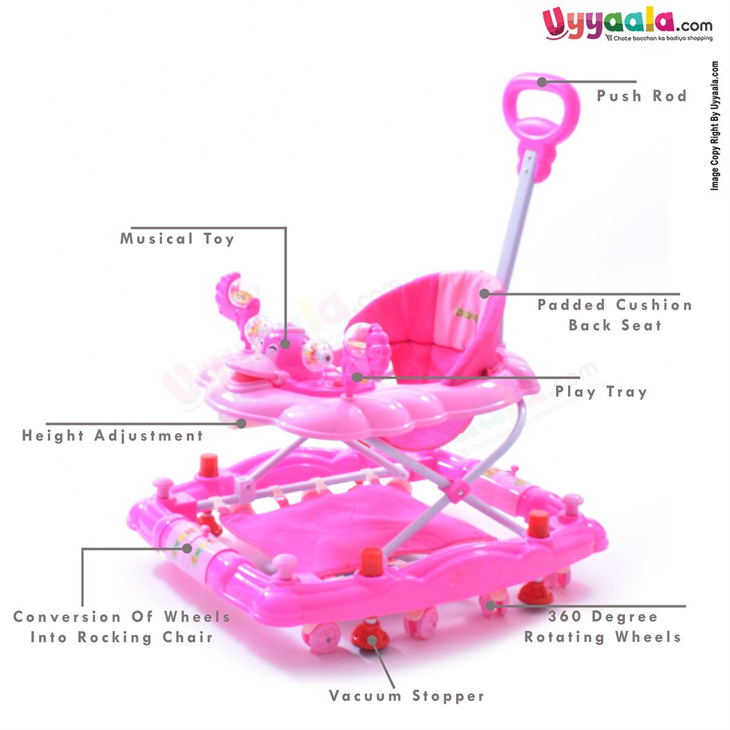 BAYBEE Walker Height Adjustable with Music & Lights - Purple-uyyala-com.myshopify.com-Walkers-Baybee