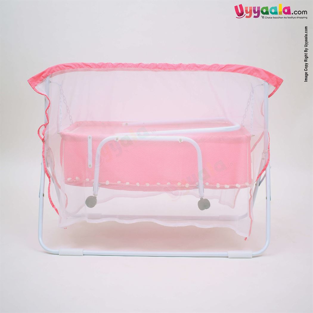 Baby 7 Star Crib & Cradle 2 In 1 With Mosquito Protection Net - Dark Peach