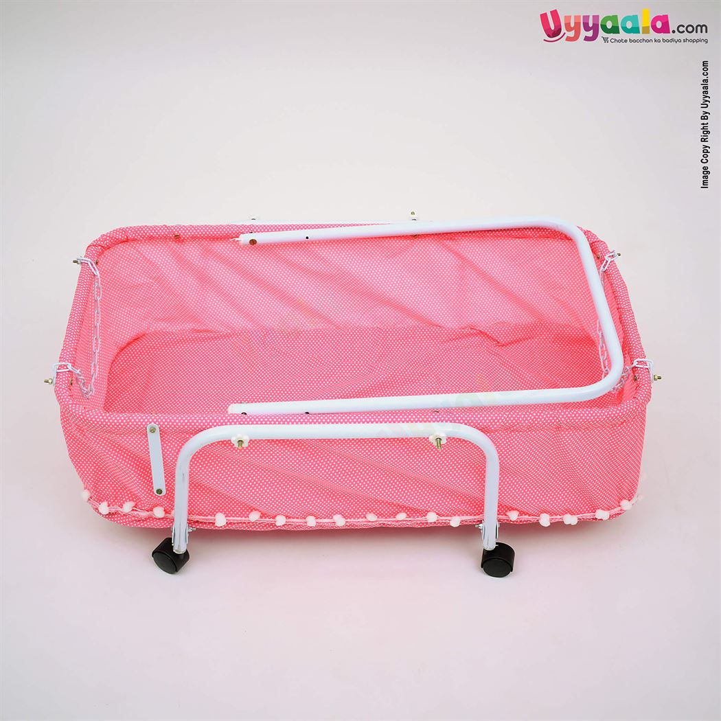 Baby 7 Star Crib & Cradle 2 In 1 With Mosquito Protection Net - Dark Peach