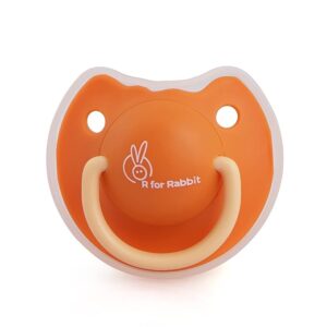 R for Rabbit Tusky Silicone Soother / Pacifier for Baby - Orange (Medium)