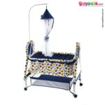 Baby Umbrella Cradle With Mosquito Net Circles Print Navy Blue