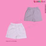 PRECIOUS ONE shorts 100% soft hosiery cotton pack of 2 - white with green stripes & gray