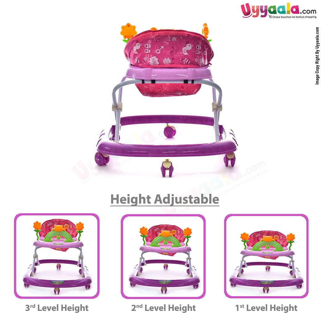Baby Walker Height Adjustable with Music & Lights - Purple-uyyala-com.myshopify.com-Walkers-Baybee