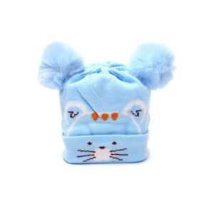 Woolen Cap Cat Model 0-3m Age, Blue
