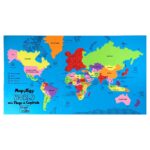 MALPOLOGY WORLD with flags & capitals map puzzle with countries for kids