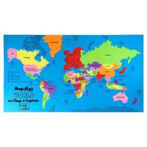MALPOLOGY WORLD with flags & capitals map puzzle with countries for kids