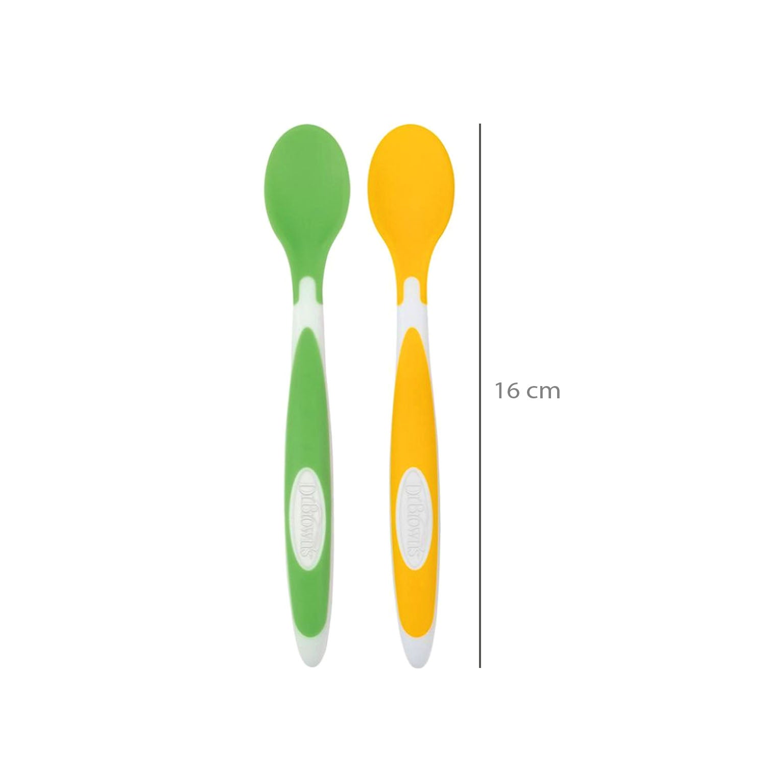DR.Brown's Soft Tip Flexible Spoons For Babies, Green & Yellow - 2 Pack, 4m+