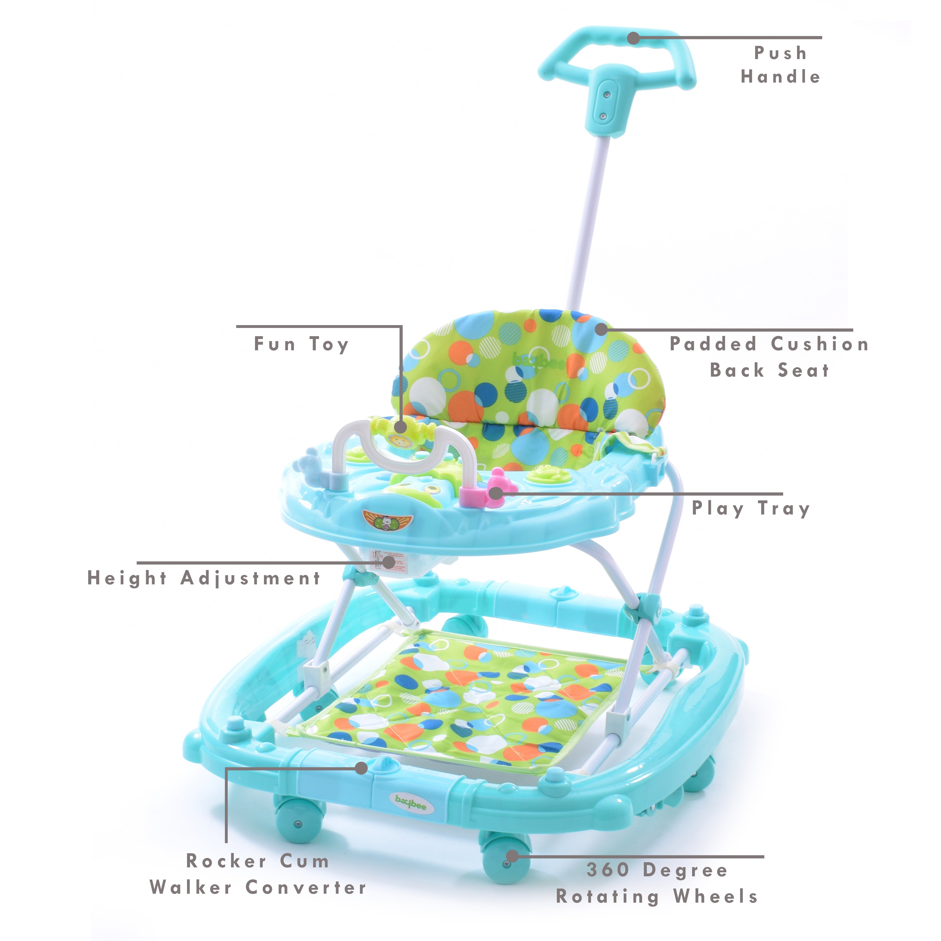 BAYBEE Guidance Walker Cum Rocker 3 In 1 - Sky-blue-uyyala-com.myshopify.com-Walkers-Baybee