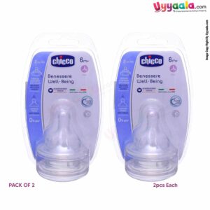 Chicco Well Being Fast Flow Teat With Anti Colic System 2pc 6+m Age Pack of 2