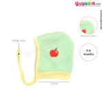 Side Tying Soft Hosiery Cotton Caps for Babies with Apple, Flower Patch Pack of 2