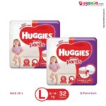 HUGGIES Wonder Pants Large (9 to 14 Kg), Pack of 2 ,32 pcs each
