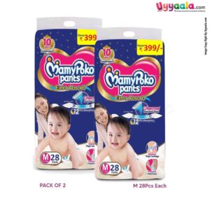 MAMYPOKO Pants Extra Absorb Size Medium 28 (7 to 12kg) - Pack of 2