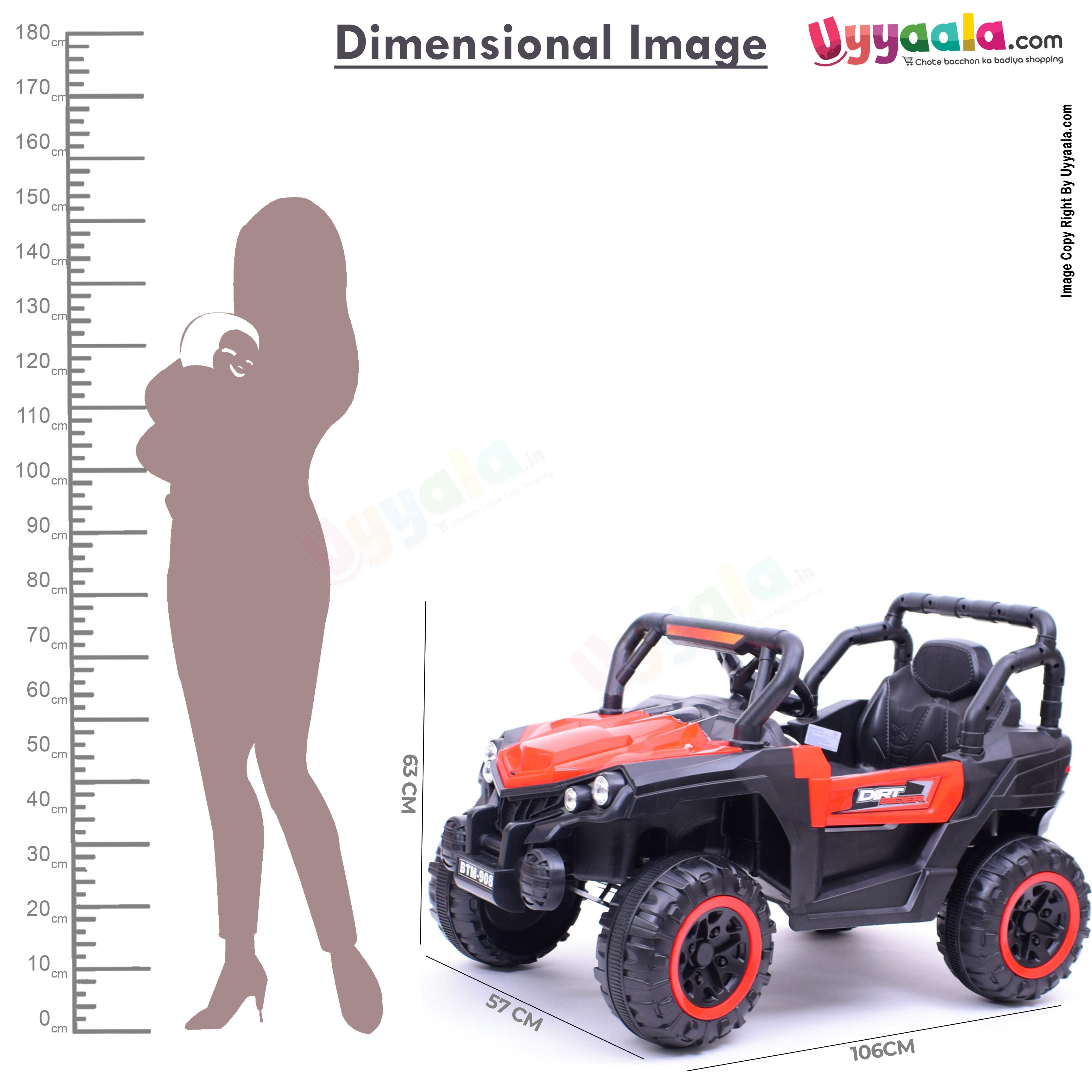 Jeep 2X4 Big Wheels Battery Operated Ride on Jeep BTM-908 for Kids with 2 Motors, Music & Remote Control
