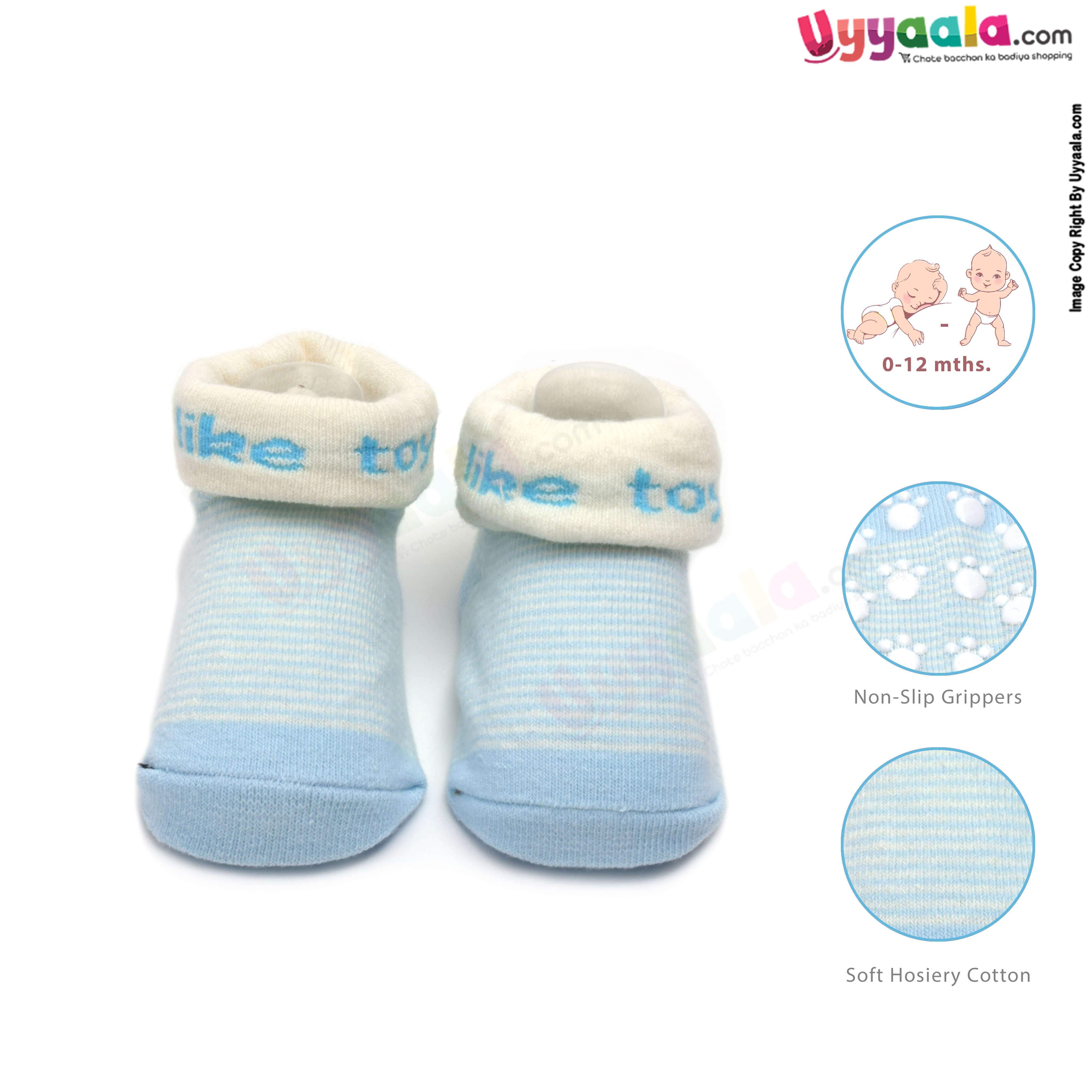 QBEIR Hosiery Cotton Baby Socks with Print, 0 to 12m Age