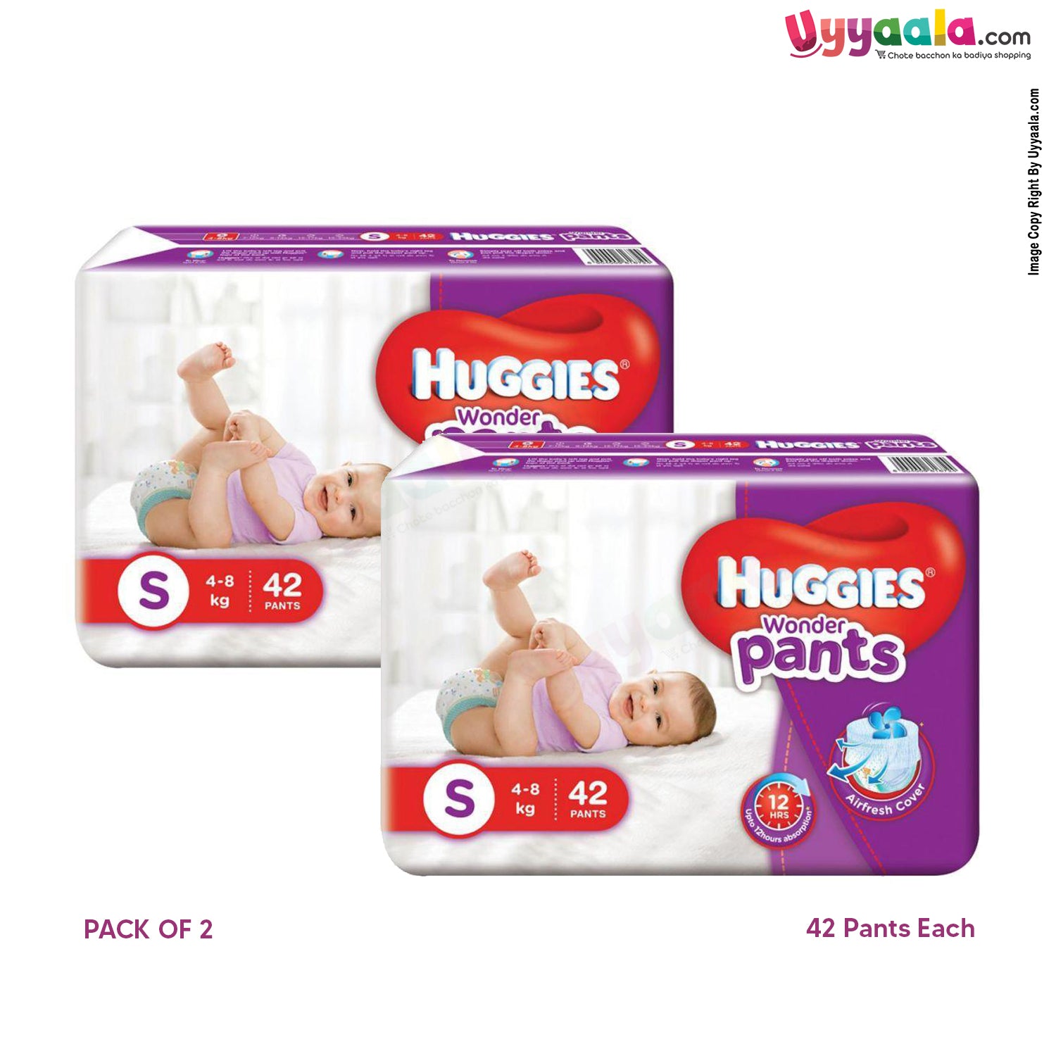 HUGGIES Wonder Pants Small (4 to 8 Kg) pack of 2, 42pcs, each