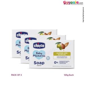 CHICCO Moisturizing Soap, Pack of 3 - 125g each