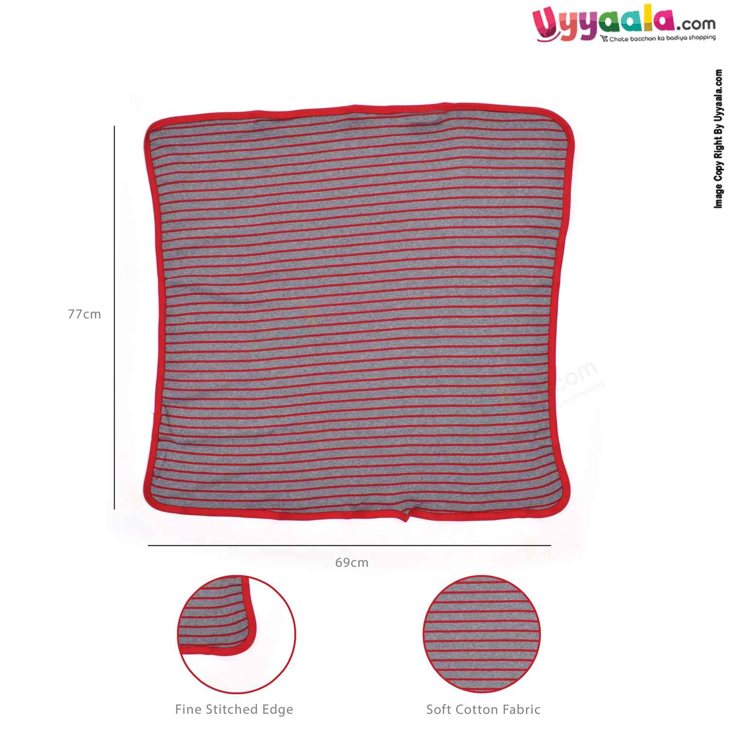 Soft hosiery cotton hooded towel for babies, Grey&Red