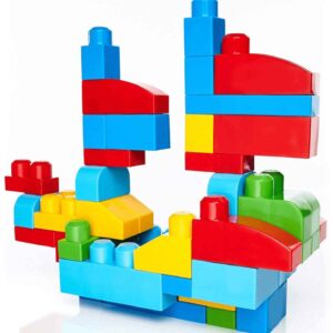 First Builders Mega Blocks Big Building Bag for Kids 80Pcs 1+Y Age - MultiColour