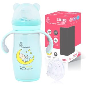 R FOR RABBIT Steebo Crescent Stainless Steel Feeding Bottle With Twin Handle - Blue 240ml