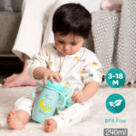 R FOR RABBIT Steebo Crescent Stainless Steel Feeding Bottle With Twin Handle - Blue 240ml