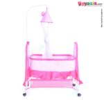 Baby Cradle With Mosquito Protection Net, Storage Space & Wheel Locking System