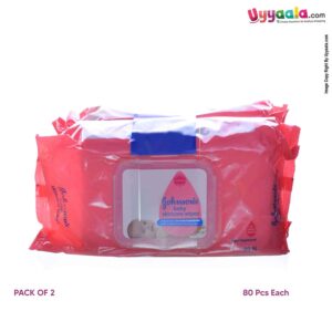 JOHNSONS Baby Skin Care Wipes Light Fragranced 2Pack - 80pcs each